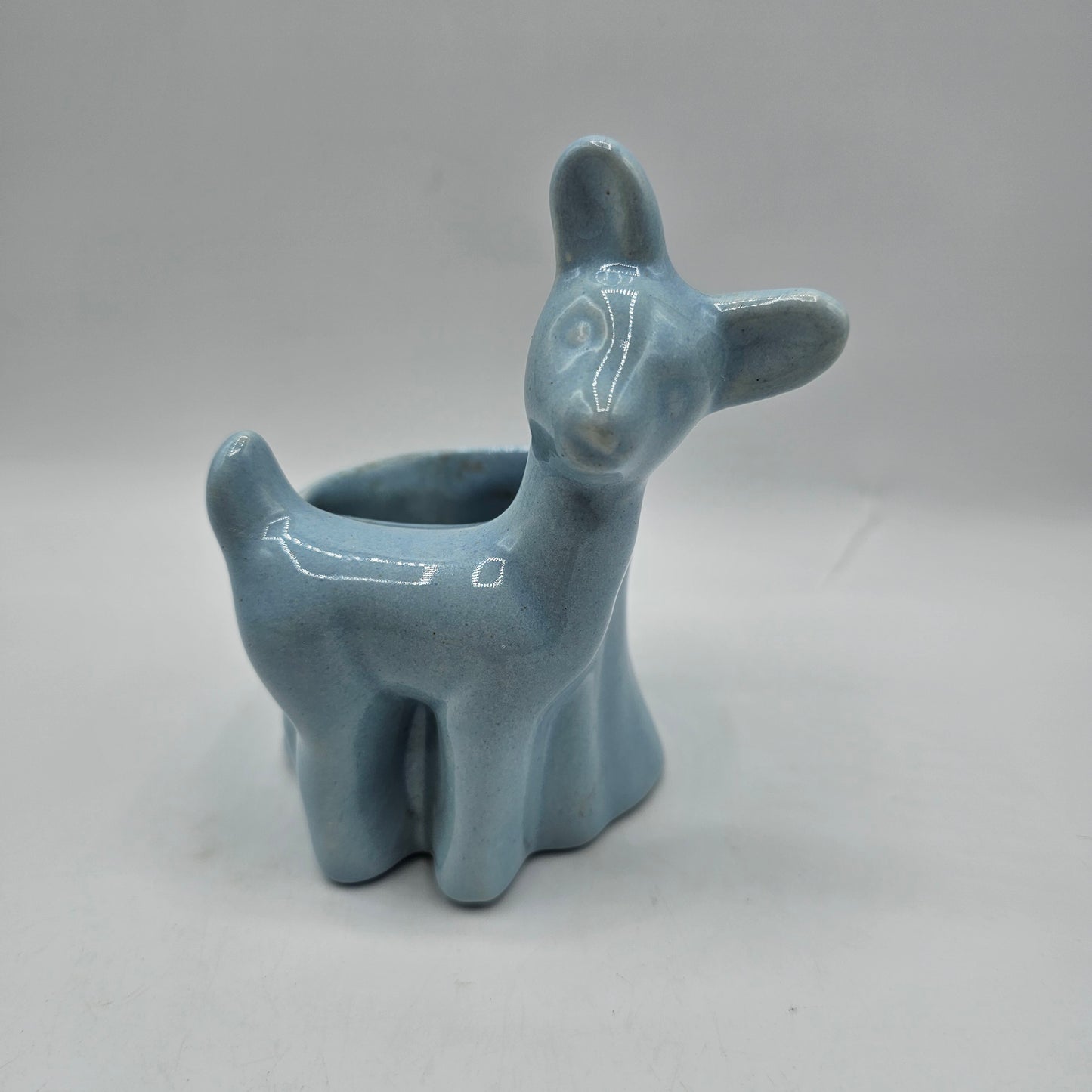 Mid Century Sky Blue Baby Deer Ceramic Planter