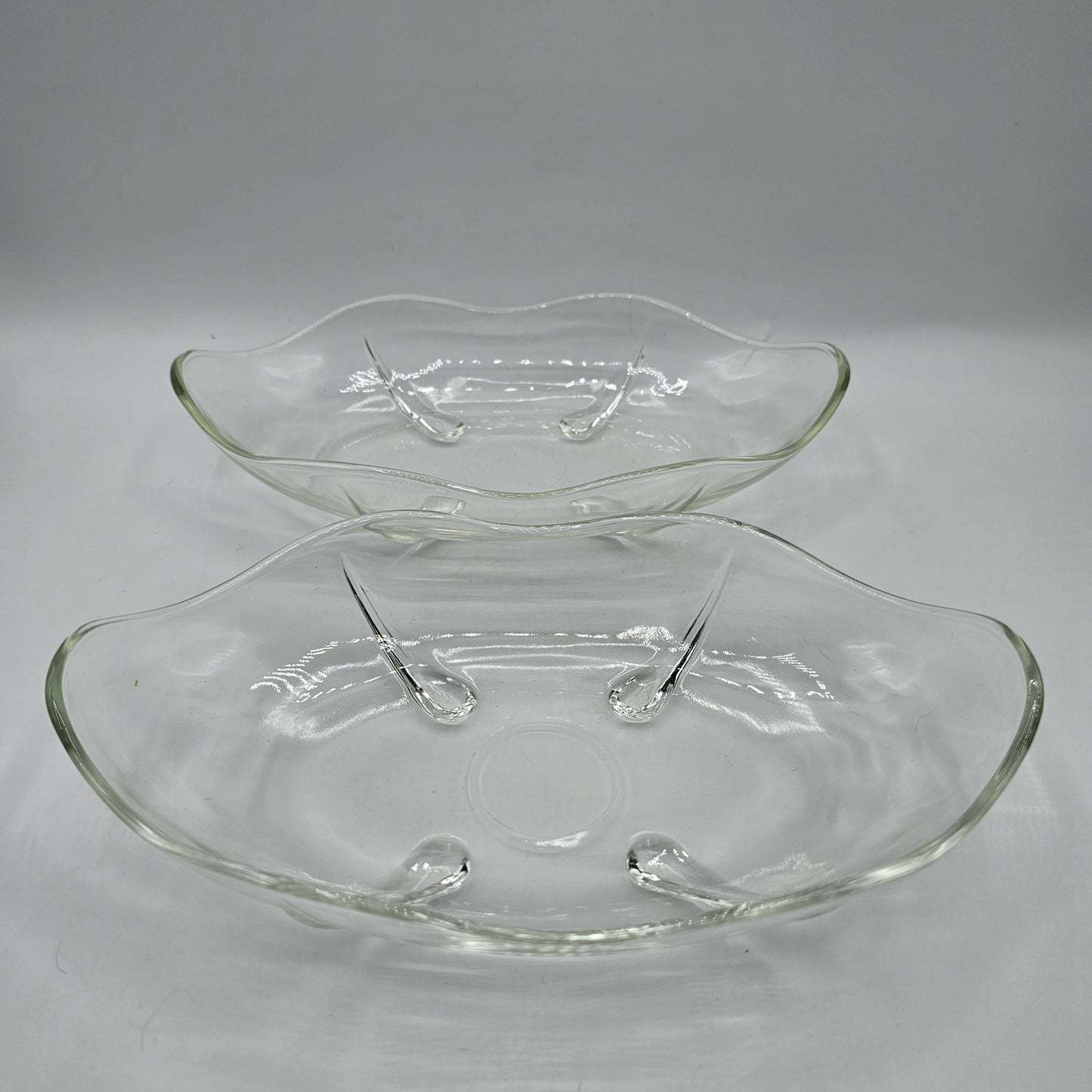 Swedish Modern by Anchor Hocking Clear Glass Bowl with Teardrop Pedestal Feet - Set of 2