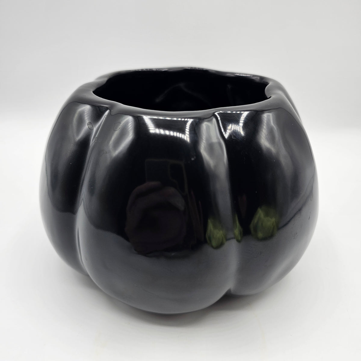 Rae Dunn Black Ceramic Pumpkin "Plant" Planter Vase or Candy Dish