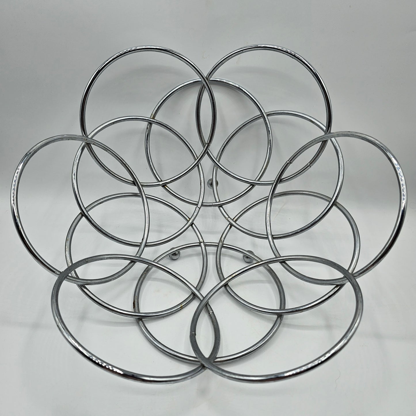 Silver Tone Metal Rings Mid Century Modern Fruit Bowl or Wall Decor