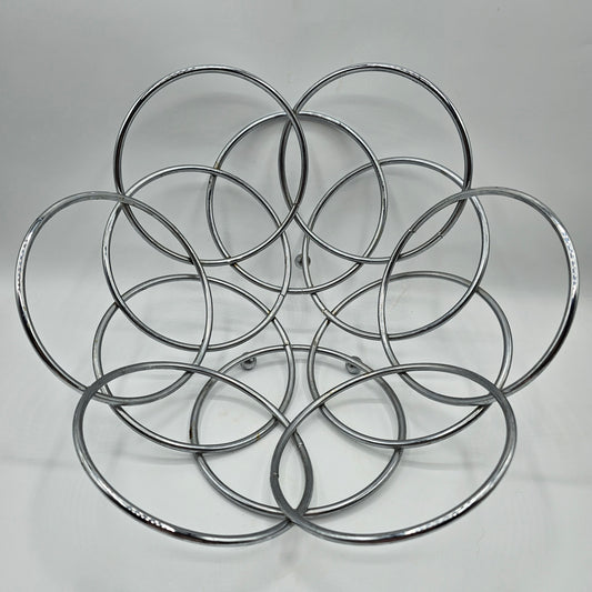 Silver Tone Metal Rings Mid Century Modern Fruit Bowl or Wall Decor