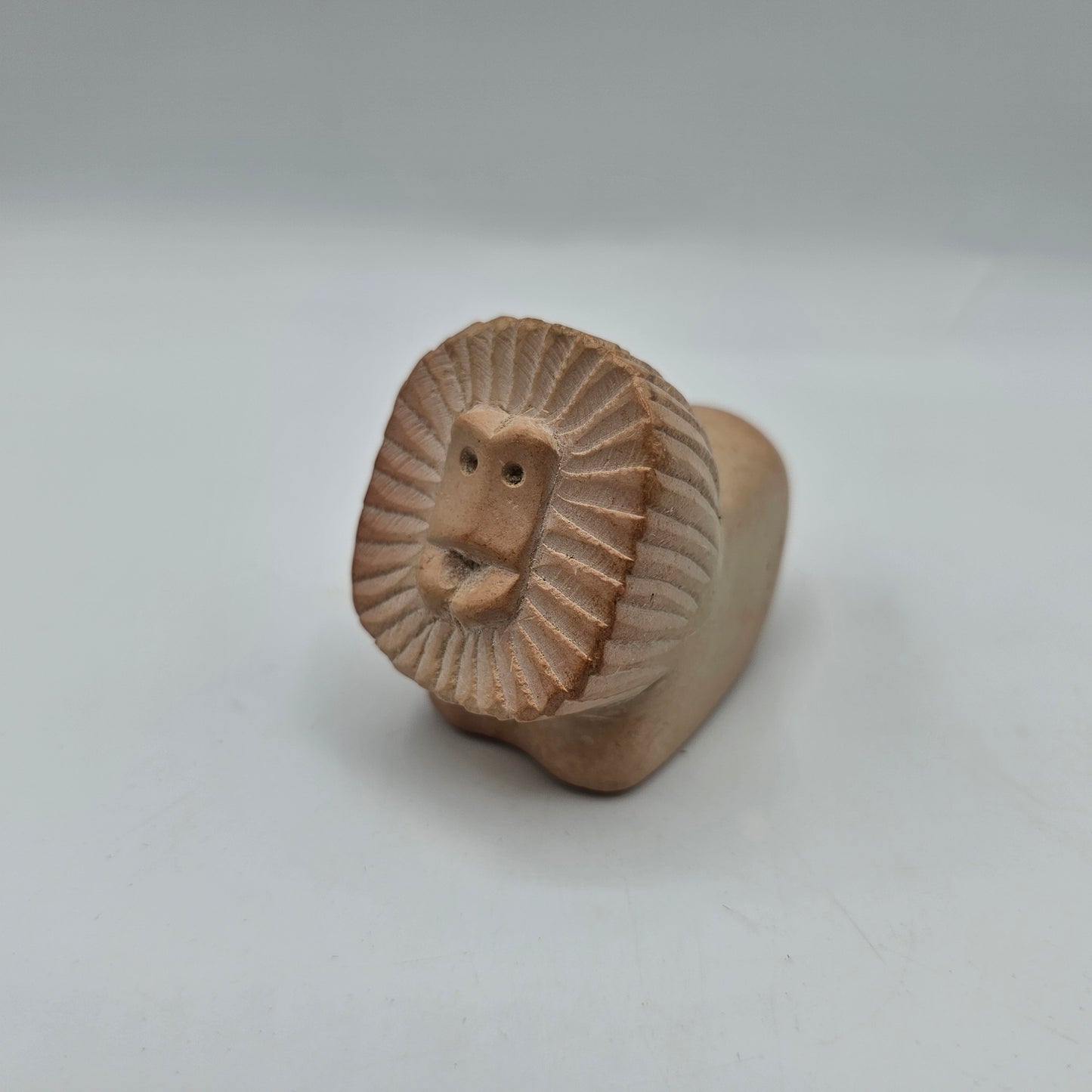 Hand Carved Mid Century Soapstone Lion Figurine
