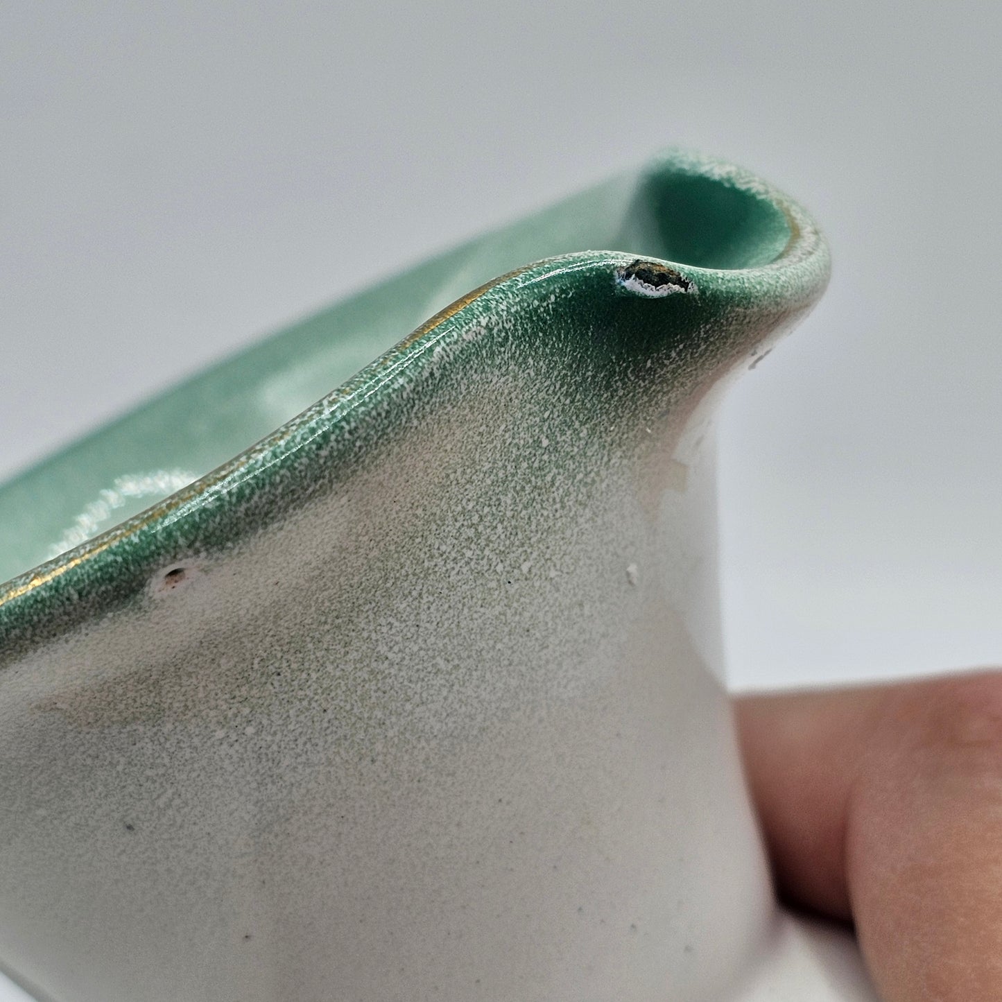 Hand Painted Pottery Individual Creamer with Flowers (damage noted)