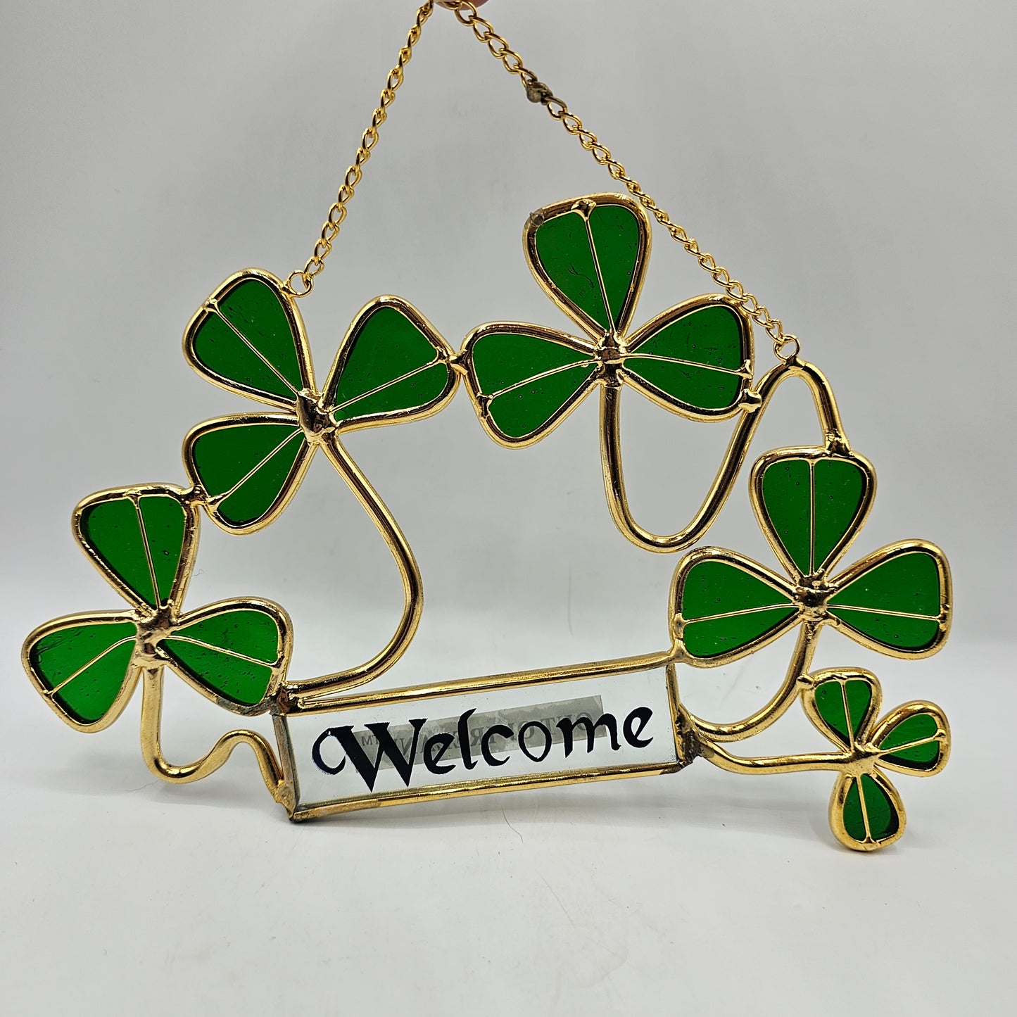 Stained Glass Shamrock Irish Welcome Sign by Out of Ireland