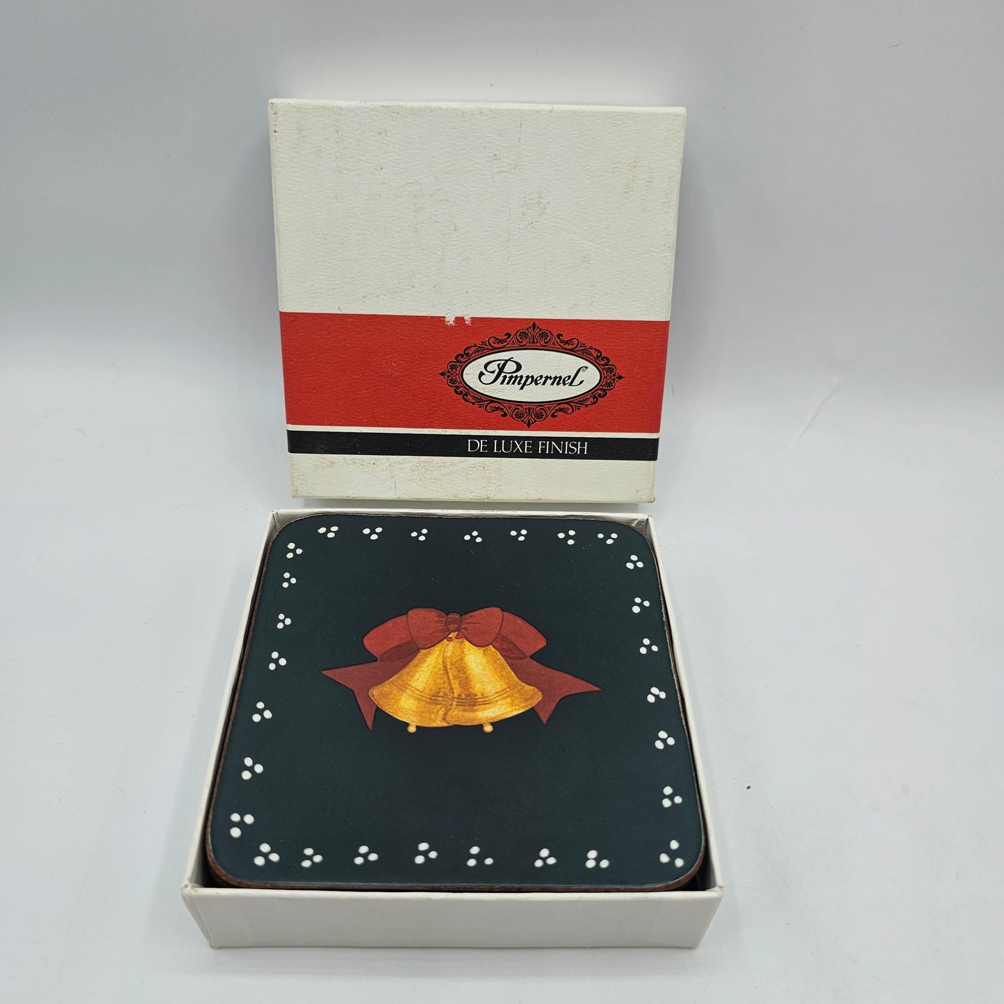 Pimpernel Christmas Bell Cork Backed Coasters - Set of 6 - Made in England