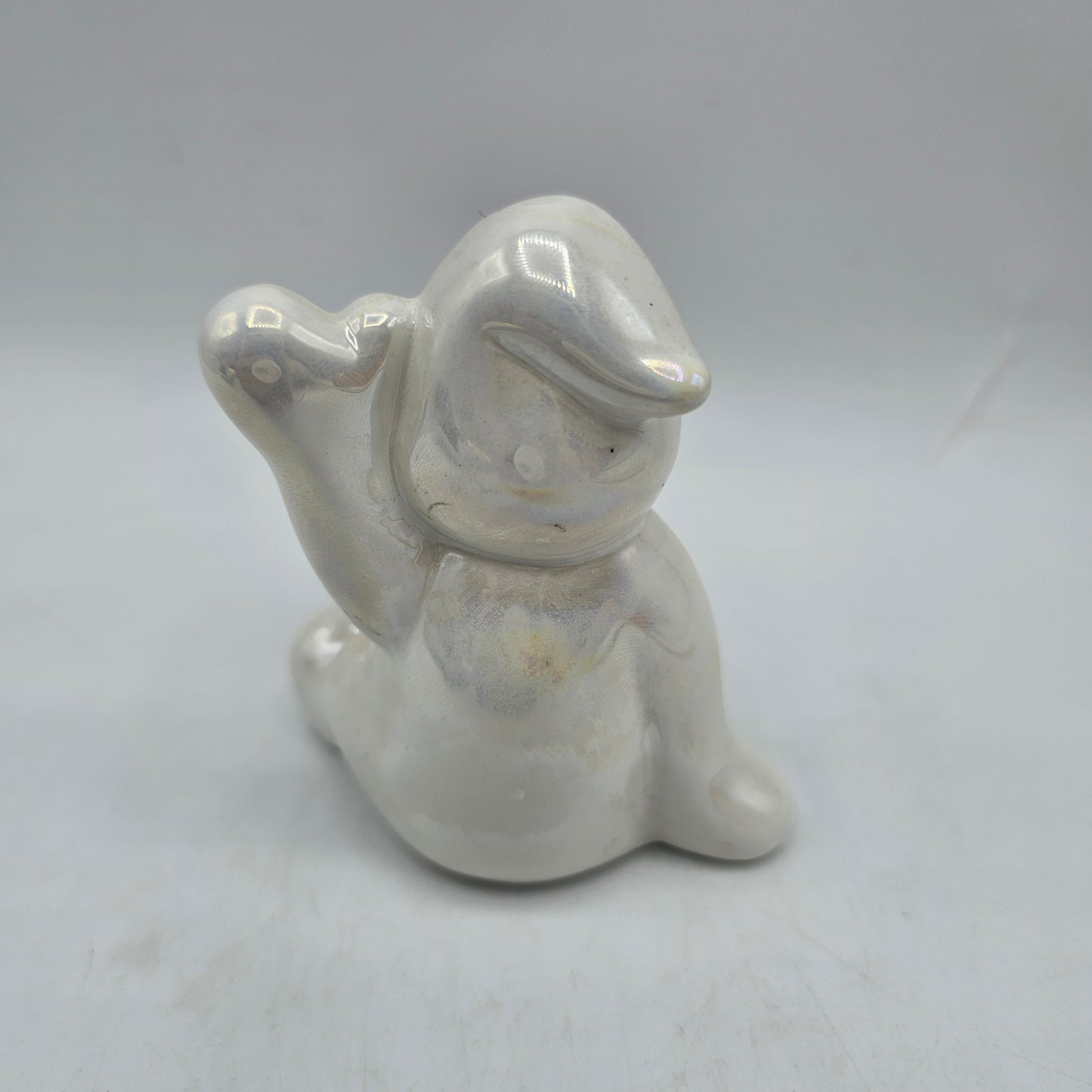 Vintage Iridescent Ghost with Pumpkin Figurine