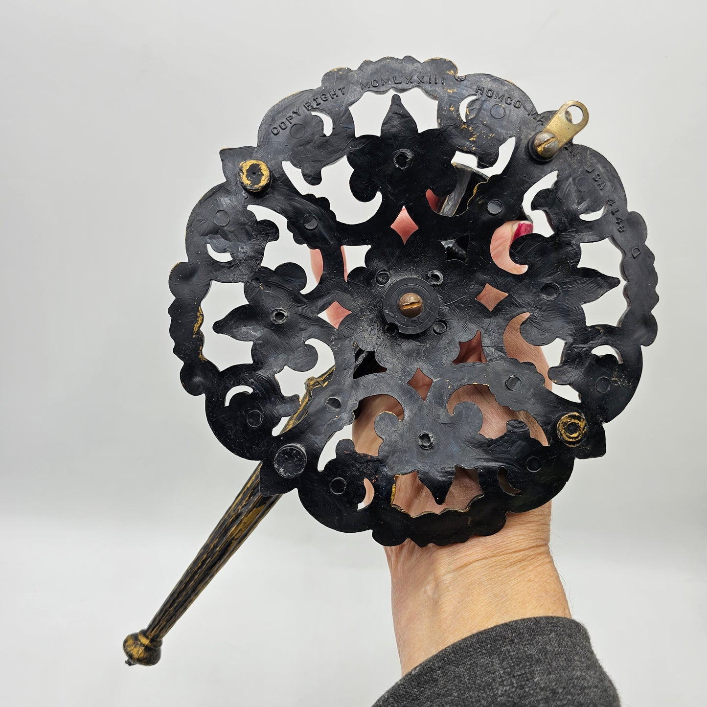 Vintage Homco/Home Interiors Taper Candle Holder Sconce - Burnished Gold Molded Plastic 4148 Made USA