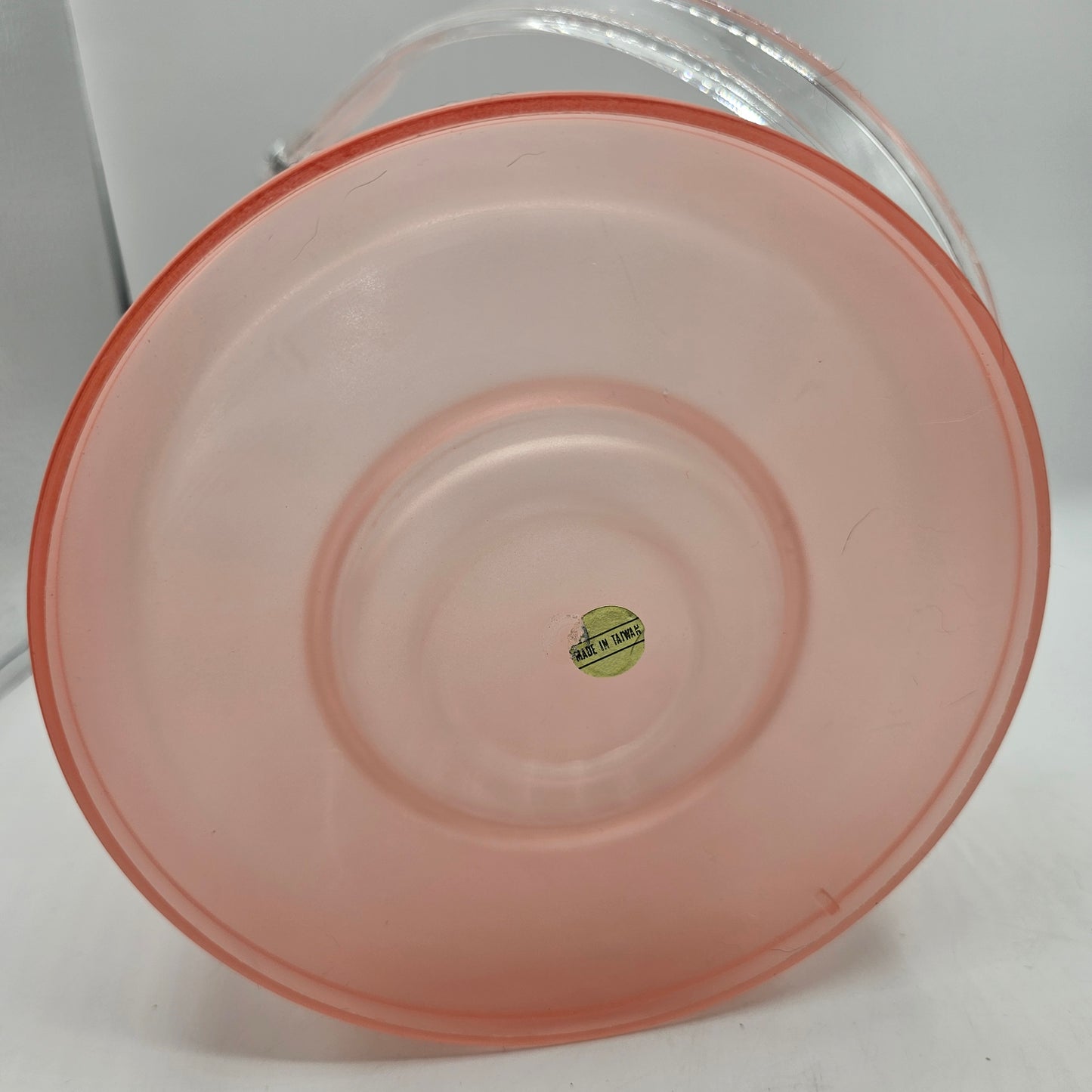 Vintage Pink Lucite Ice Bucket with Clear Liner and Handle
