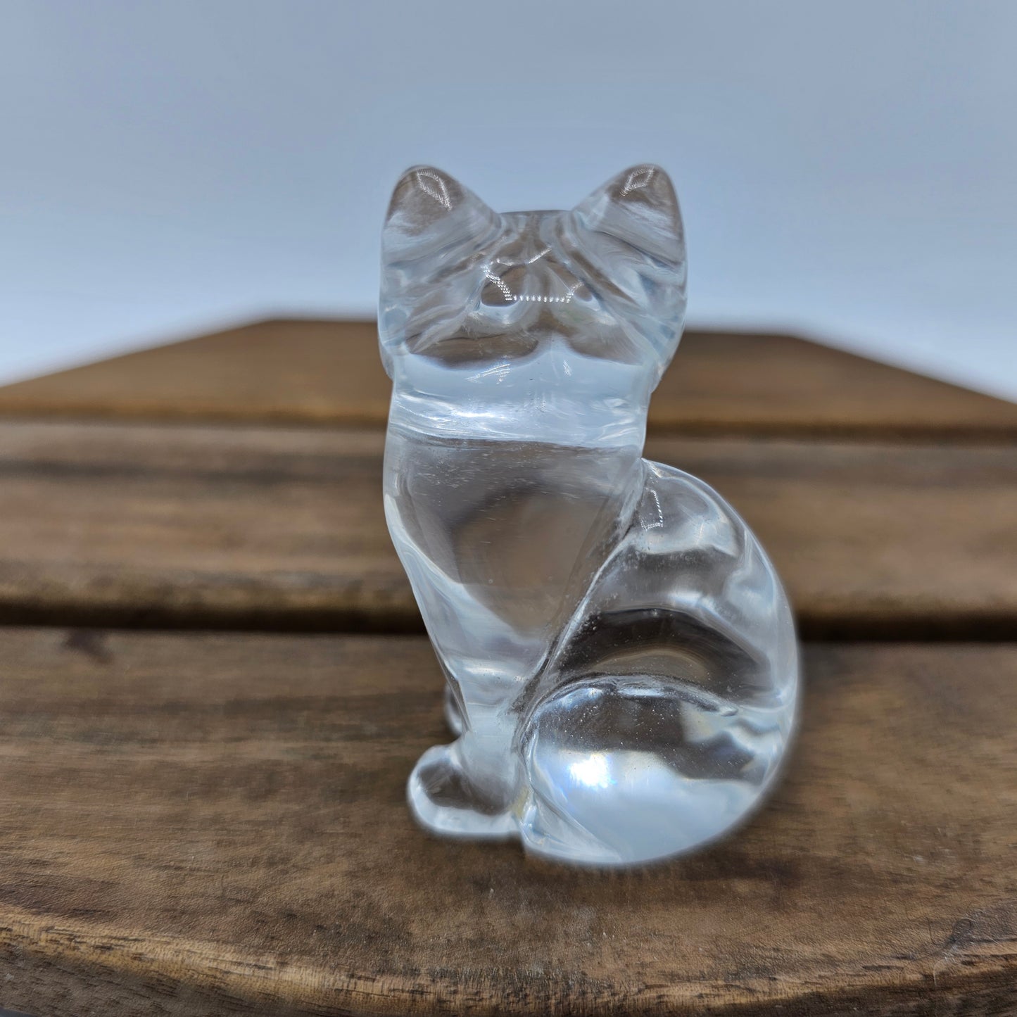 Vintage Lead Crystal Sitting Cat Figurine - 2.25"
