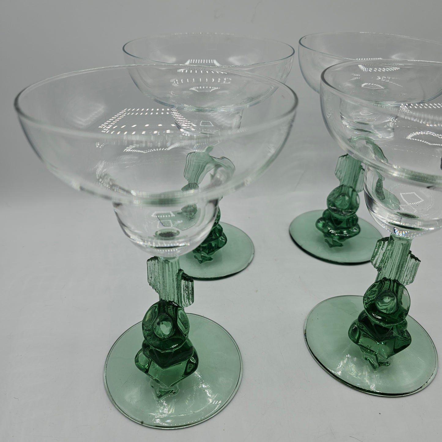 Vintage Anchor Hocking Cactus Stem Margarita Glasses - Set of 4 - 7" tall