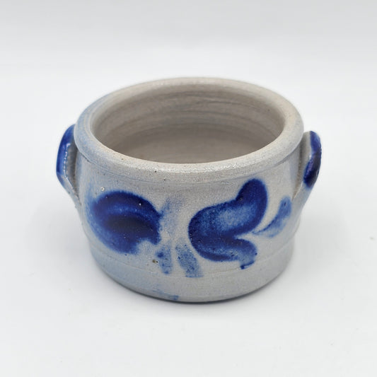 Mini Blue and White Salt Glaze Stoneware Pottery Crock - Master Salt, Sauce Dish or for Rings or Trinkets