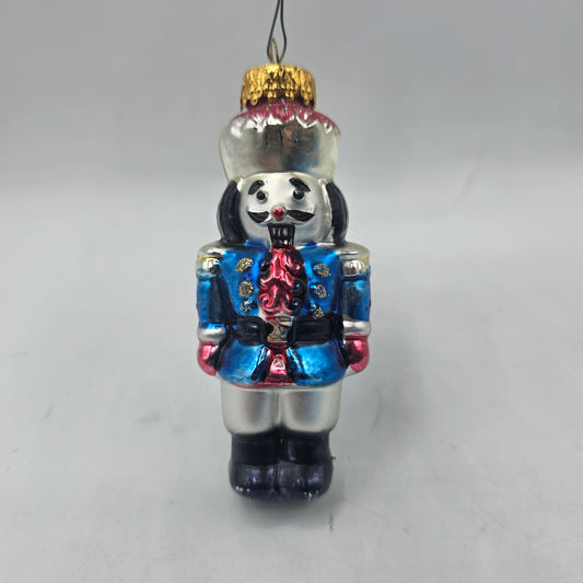 Vintage Blown Glass Nutcracker Soldier Christmas Tree Ornament