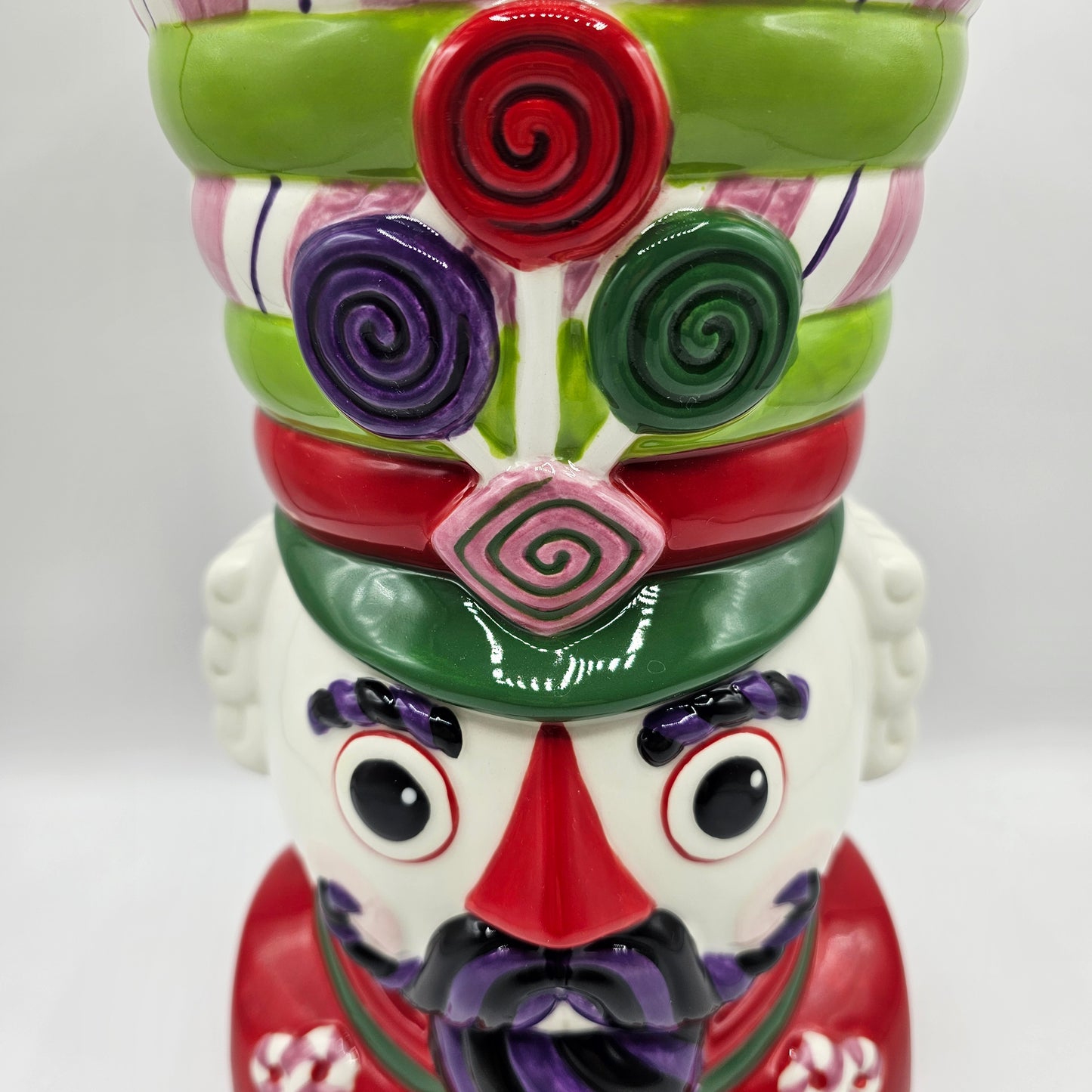 Large Ceramic Christmas Nutcracker Soldier Head Lidded Cookie Jar