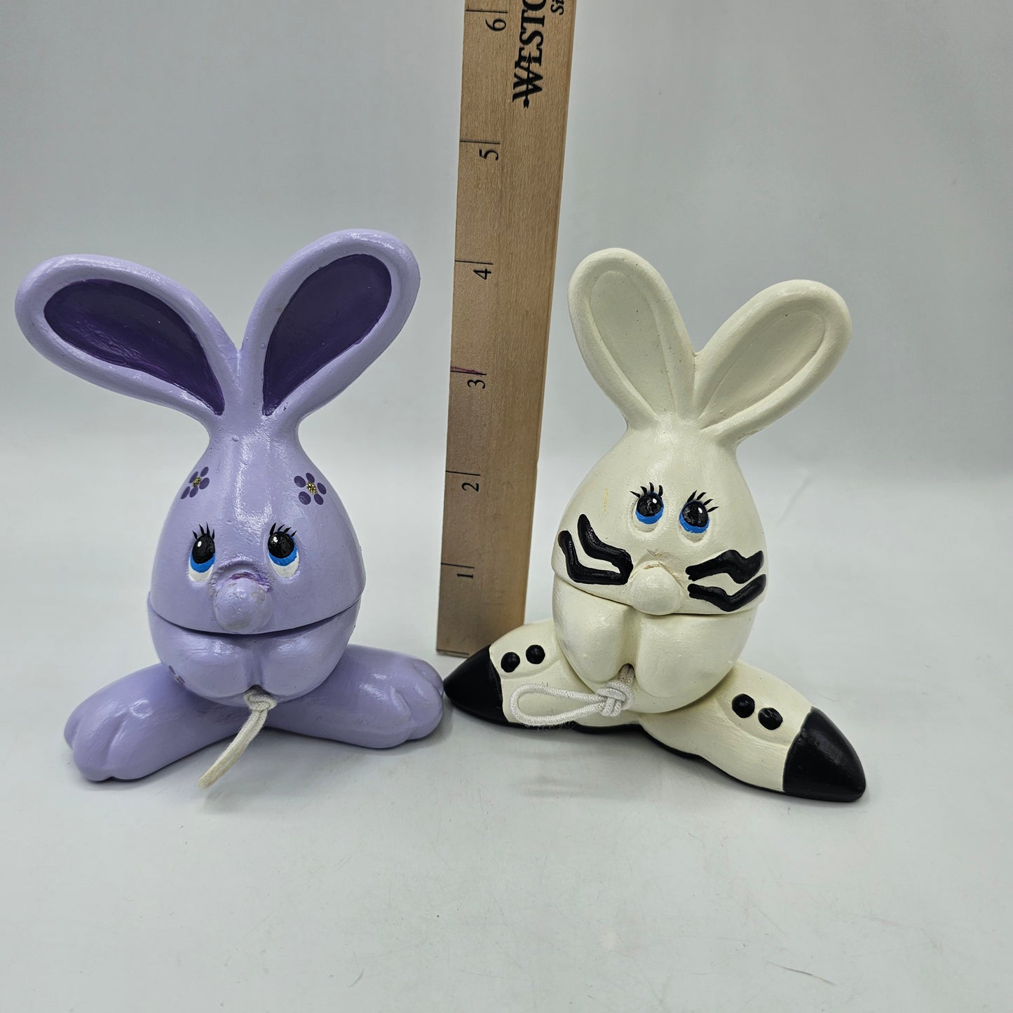 Easter Bunny Lidded Trinket Boxes and Egg Dipper
