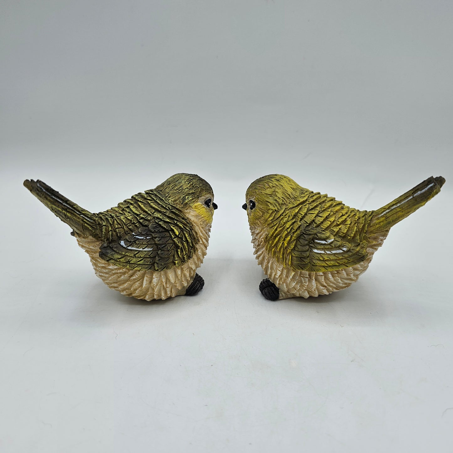 Small Green Resin Bird Figurine - Set of 2