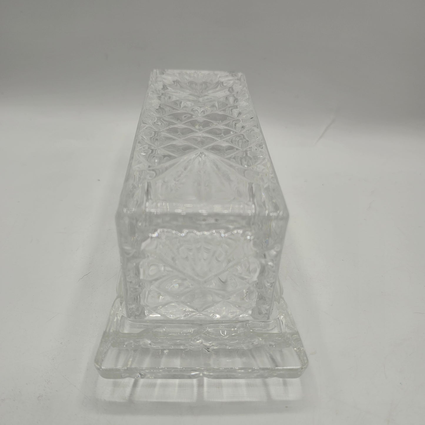 Vintage Covered / Lidded Crystal Butter Dish by Shannon Crystal of Ireland