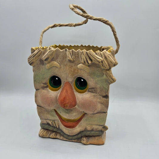 Fall Scarecrow Ceramic Paper Bag Candy Bowl or Candle Holder