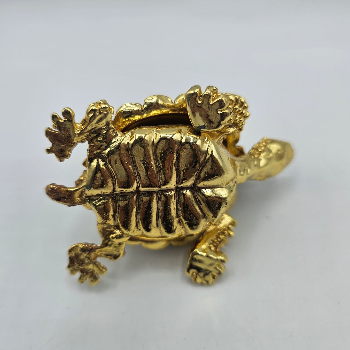 Bejewelled Stacked Tortoise or Turtle Hinged Trinket Box - Gold Tone with Crystals