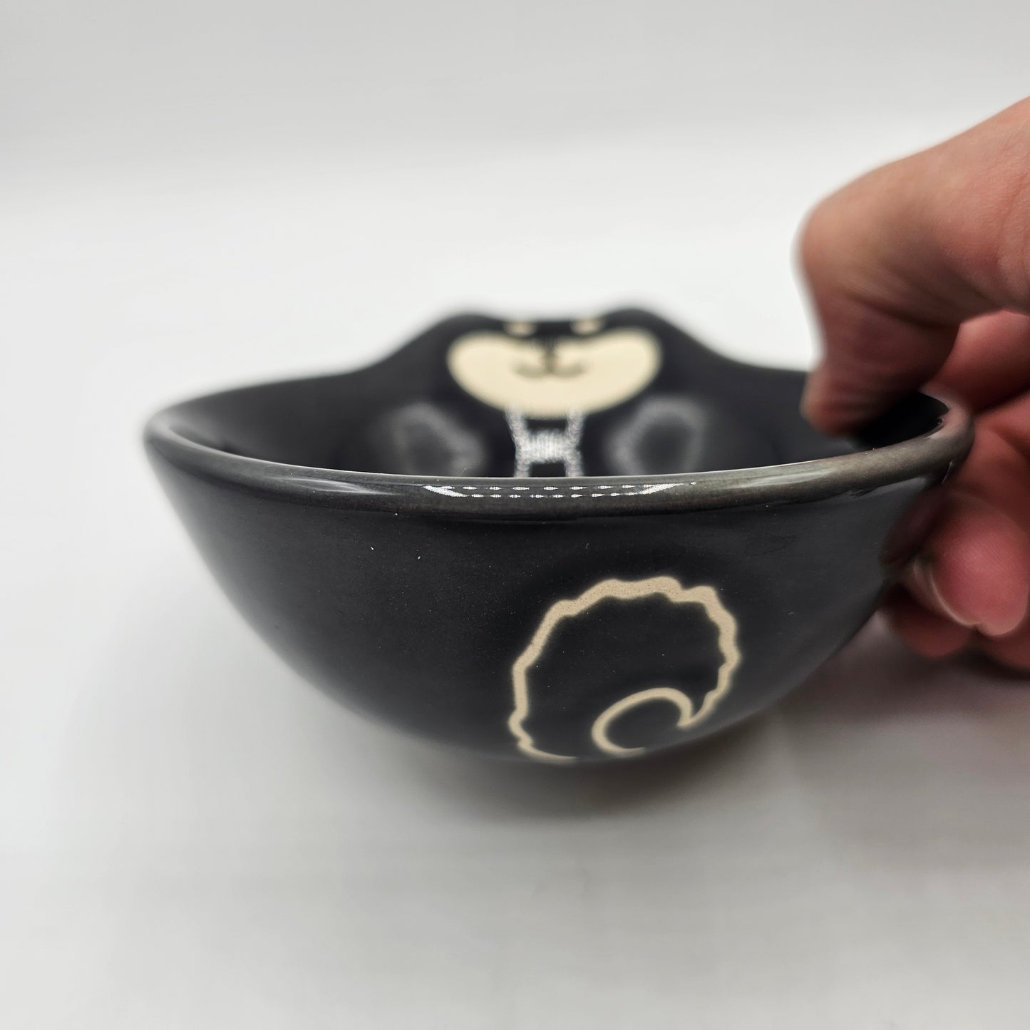 Black Cat Glazed Ceramic Trinket or Sauce Dish