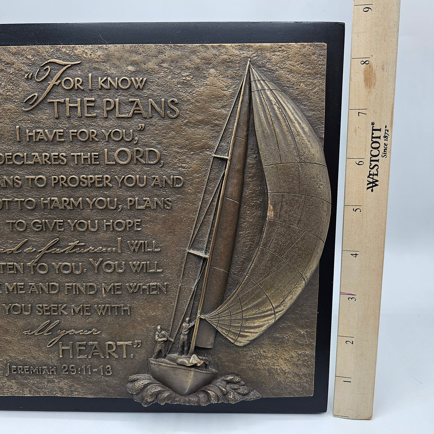 Inspirational Christian Bible Verse Plaque with Sailboat by Moments of Faith - Jeremiah 29