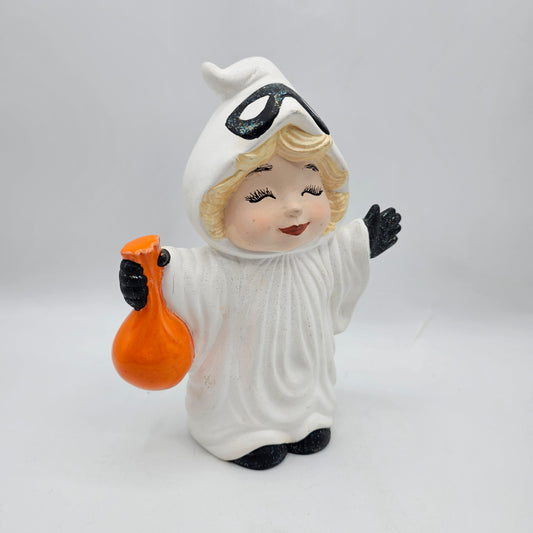 Vintage Hand Painted Ceramic Mold Ghost Costume Girl Figurine