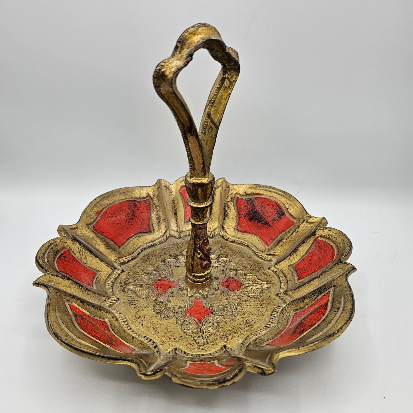Vintage Italian Florentine Tidbit Serving Tray with Handle