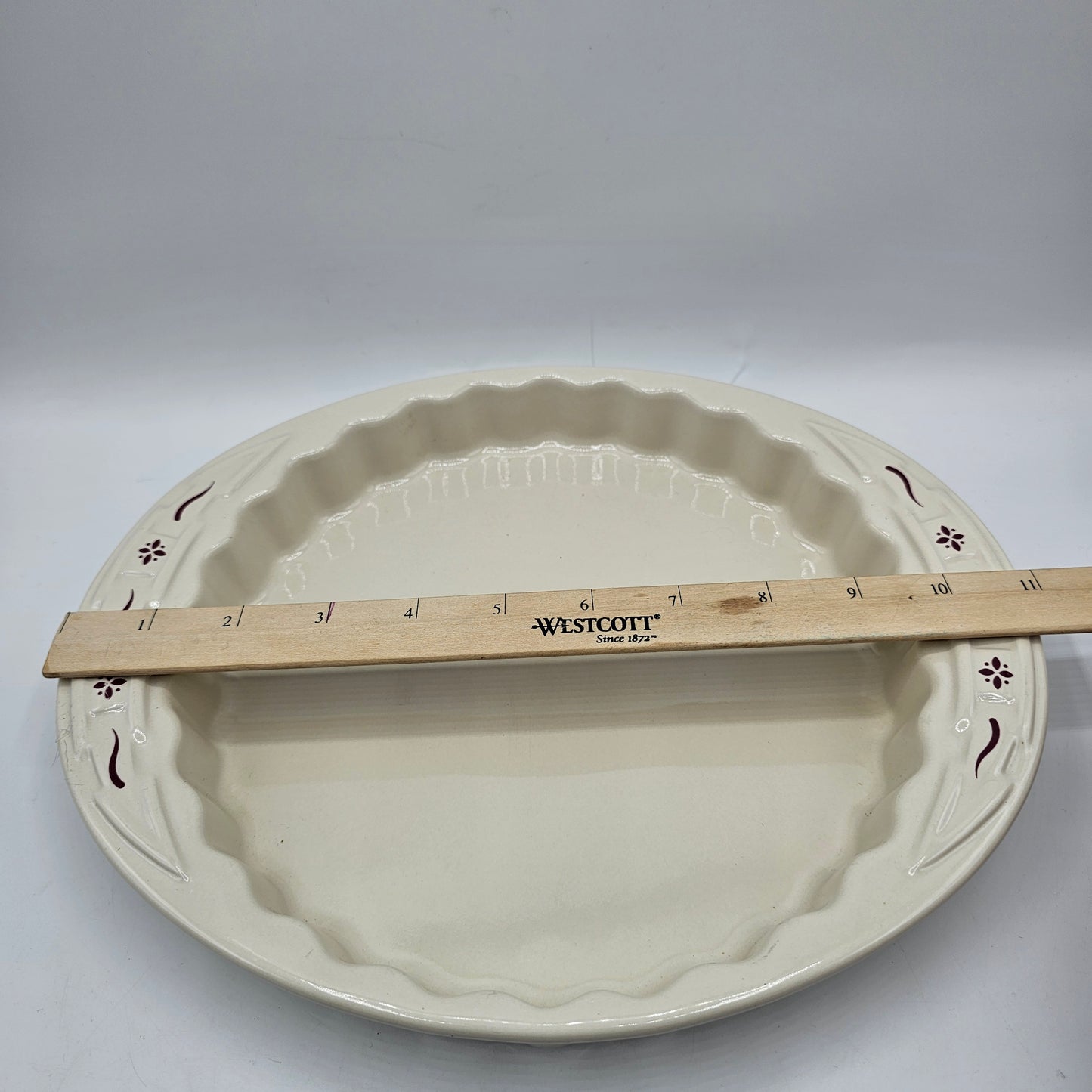 Longaberger Pottery Woven Traditions Red Tart Dish Ceramic Quiche Baker 9"x1.5"