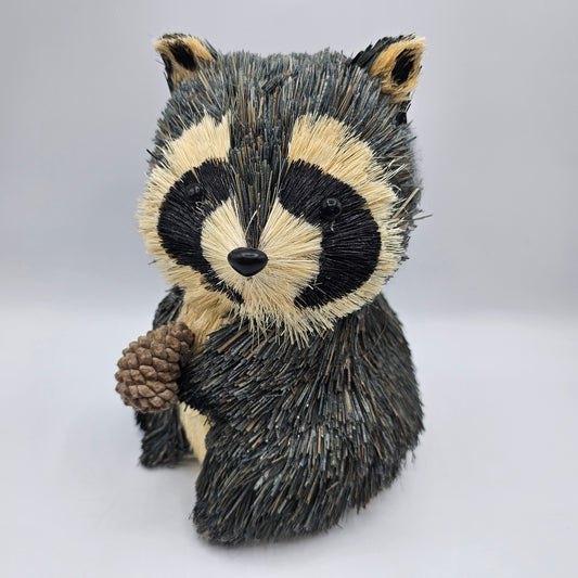 Rustic Sisal Raccoon with Pinecone Fall Decor