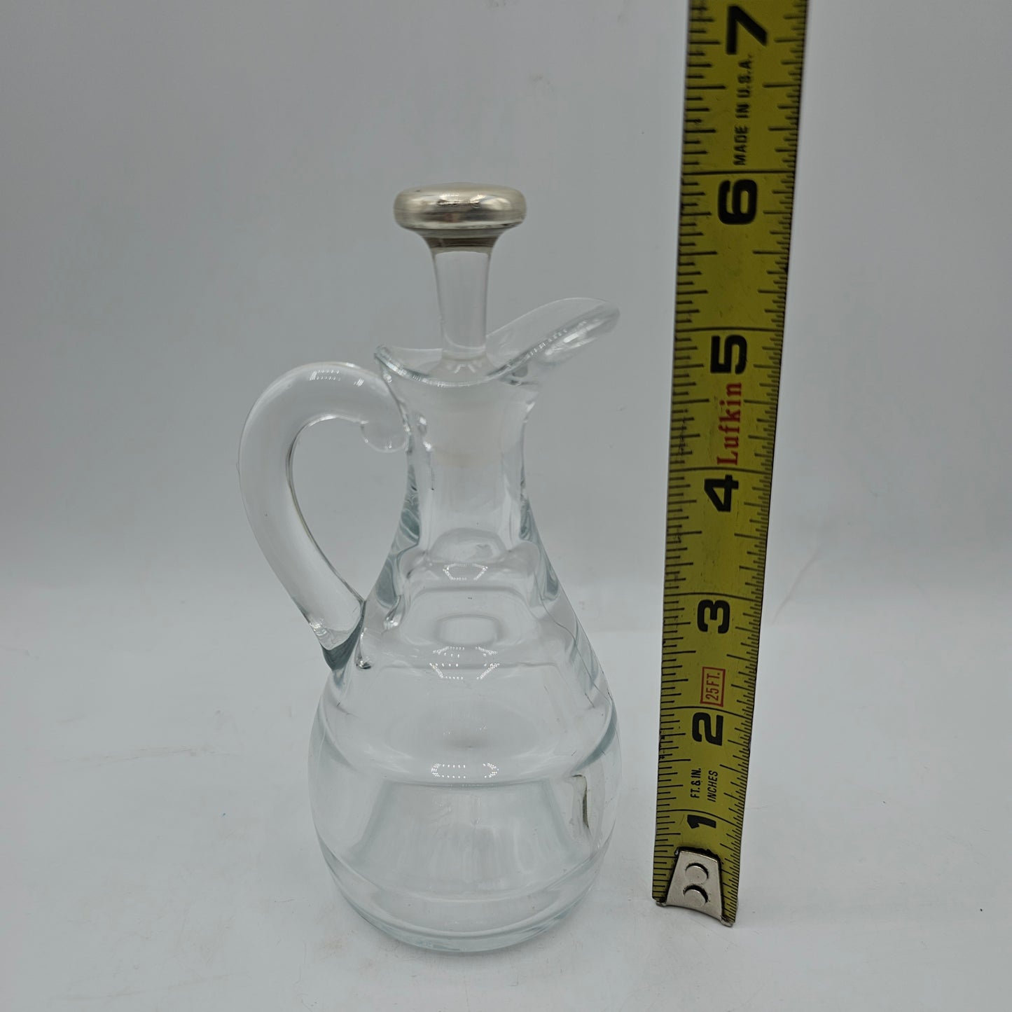 Clear Glass Cruet with Sterling Silver Topped Stopper