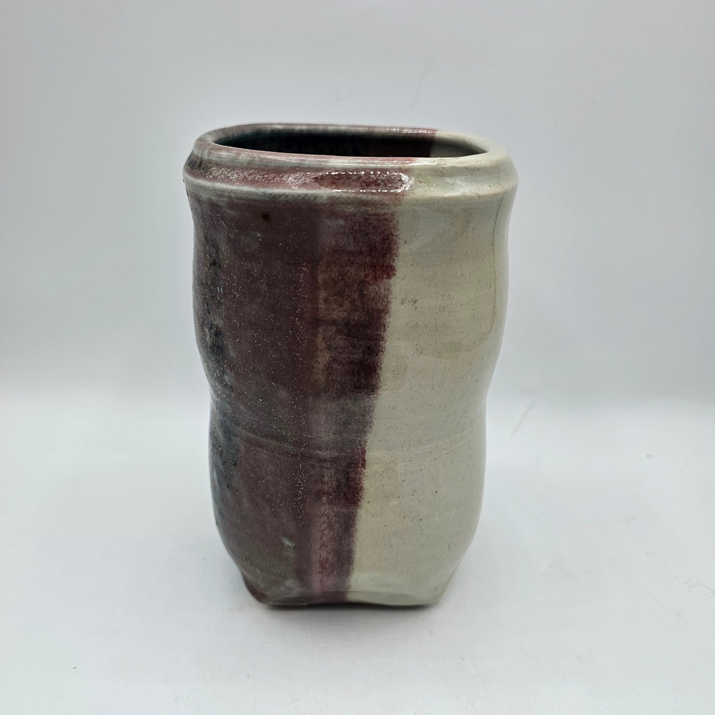 Glazed Artisan Pottery Square Top Vase