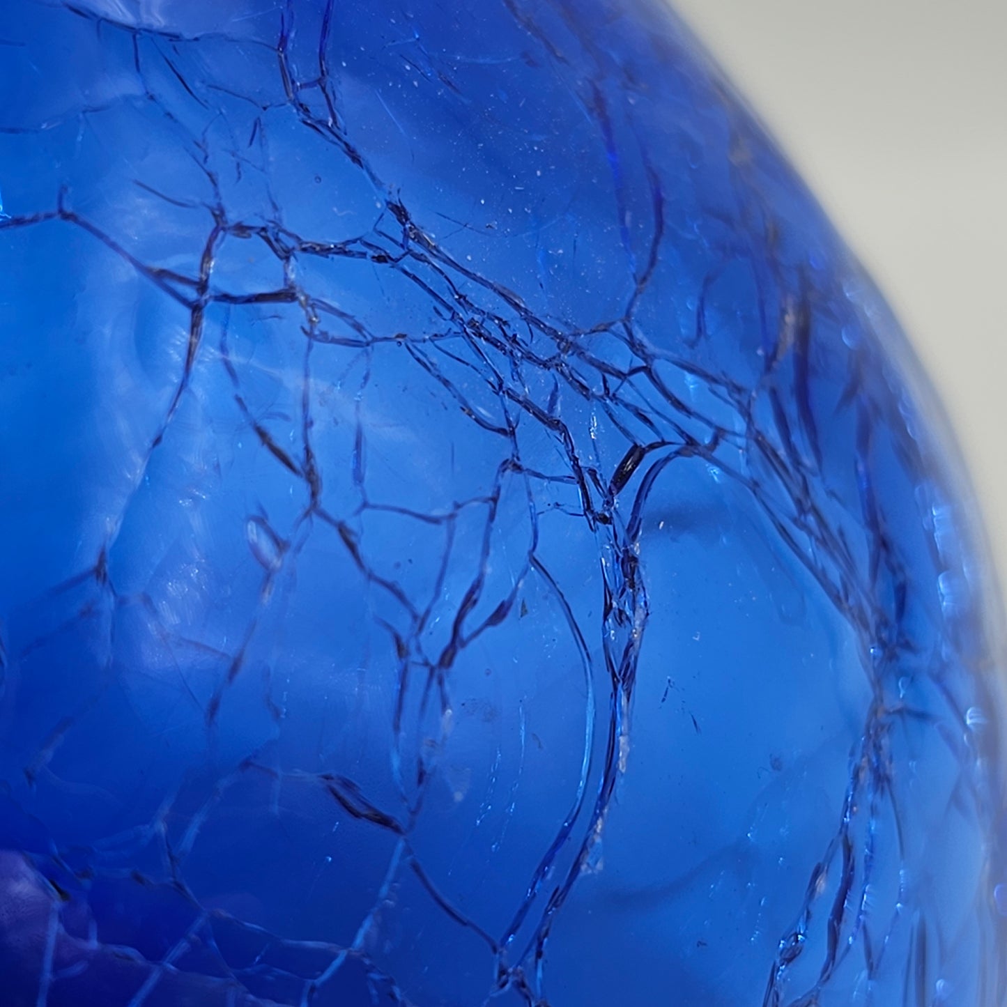 Cobalt Blue Crackle Glass Plant or Candle Holder