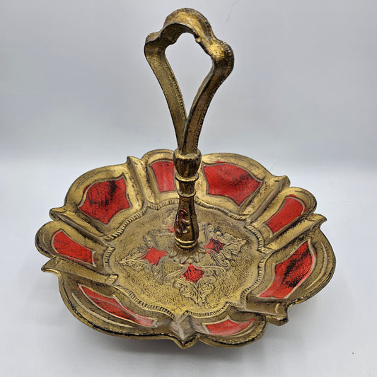 Vintage Italian Florentine Tidbit Serving Tray with Handle