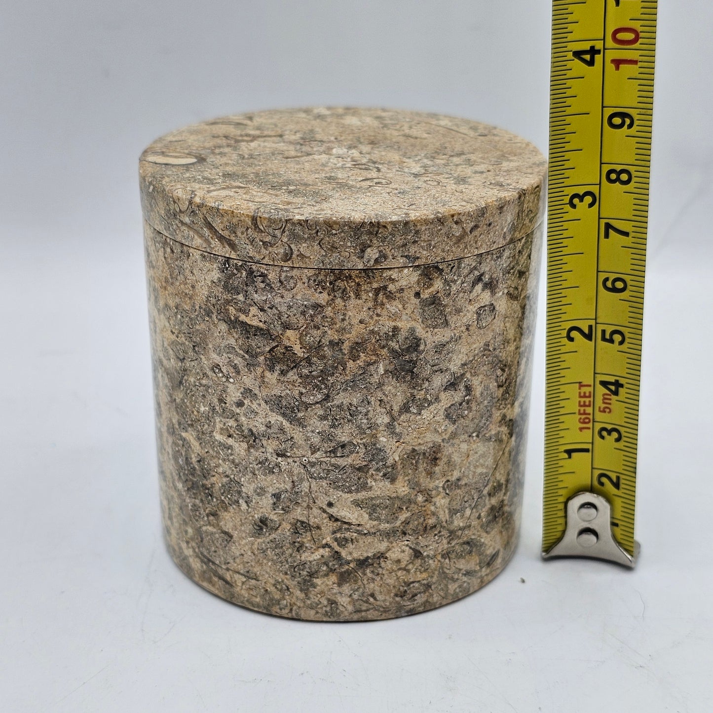 Brown Fossil Marble Lidded Jar