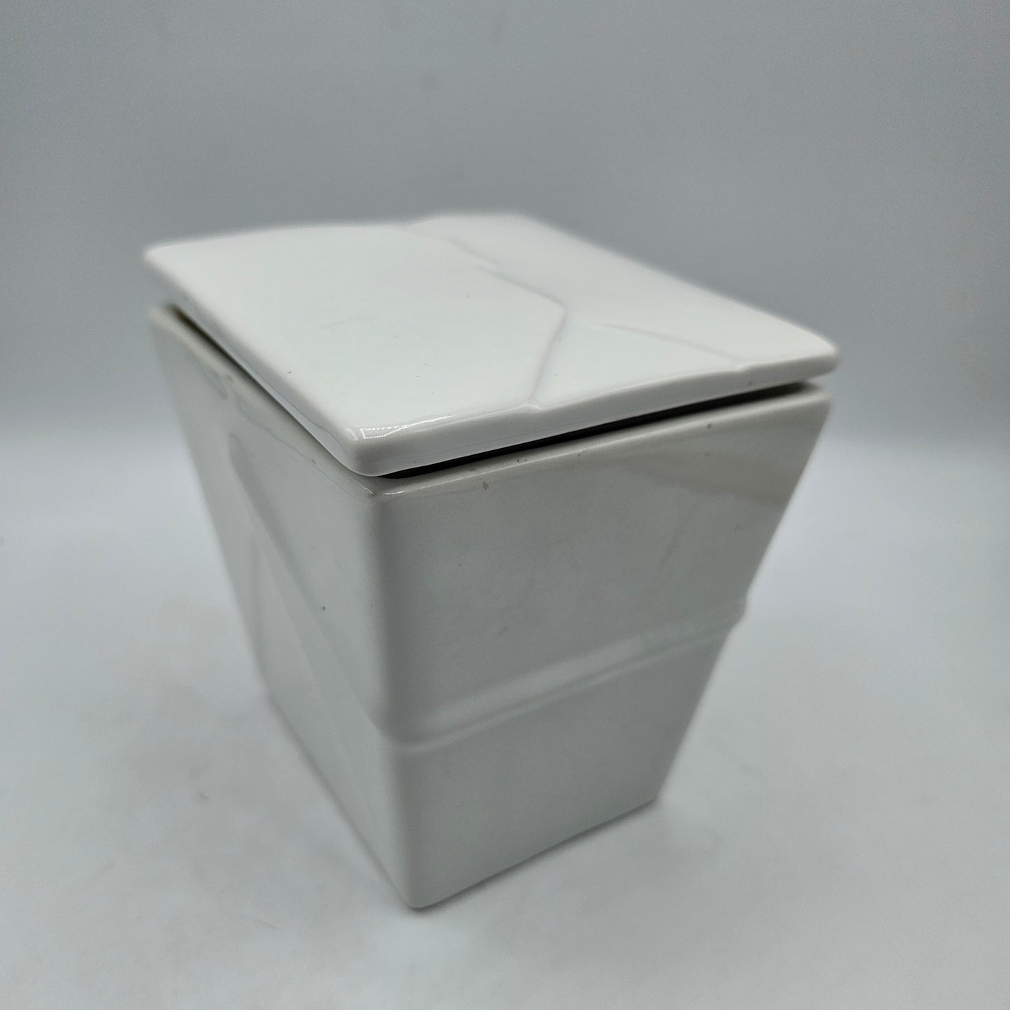 White Ceramic Chinese Take Out Style Lidded Canister
