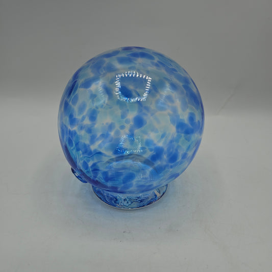 Hand Blown Blue Swirled Glass Wishing Ball for Rolled Paper Wishes