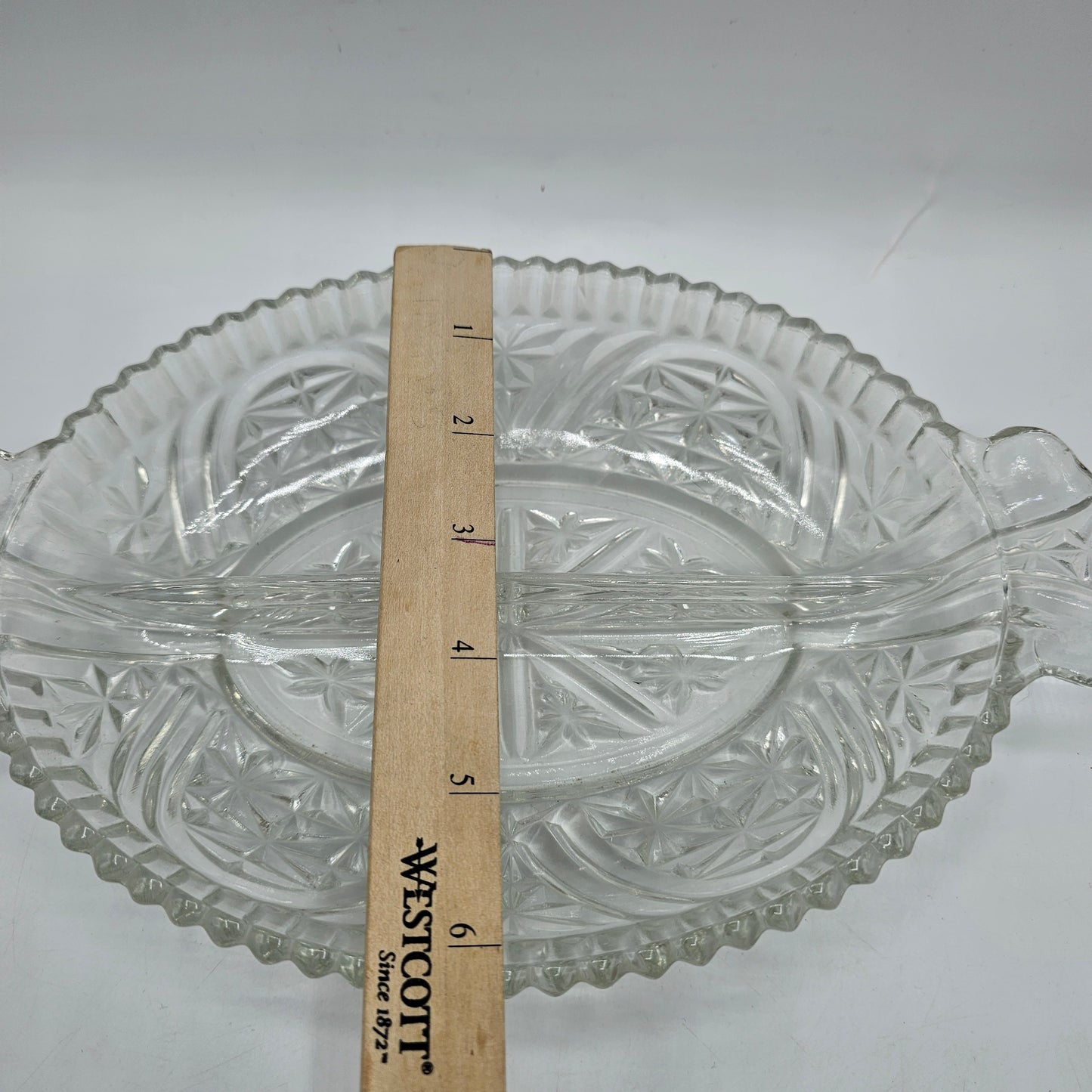 Vintage Anchor Hocking "Stars and Bars" Divided Relish Dish 1924 - 1965