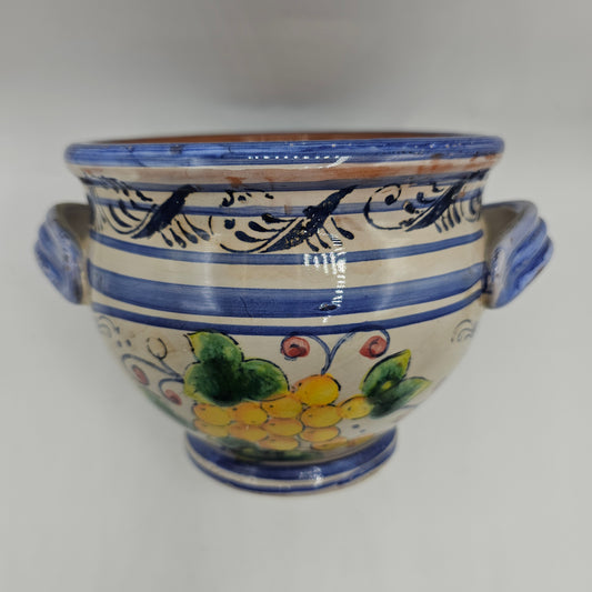 Maxcera Blue /White Floral Ceramic Planter