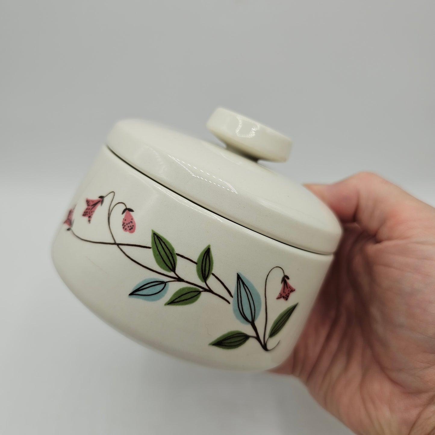 Franciscan Winsome Lidded Ceramic Sugar Bowl or Trinket Box with Floral Design