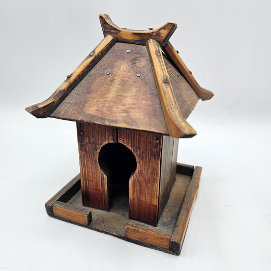 Thai Spirit House Bhuddist Temple Handcrafted from Wood with Keyhole Door
