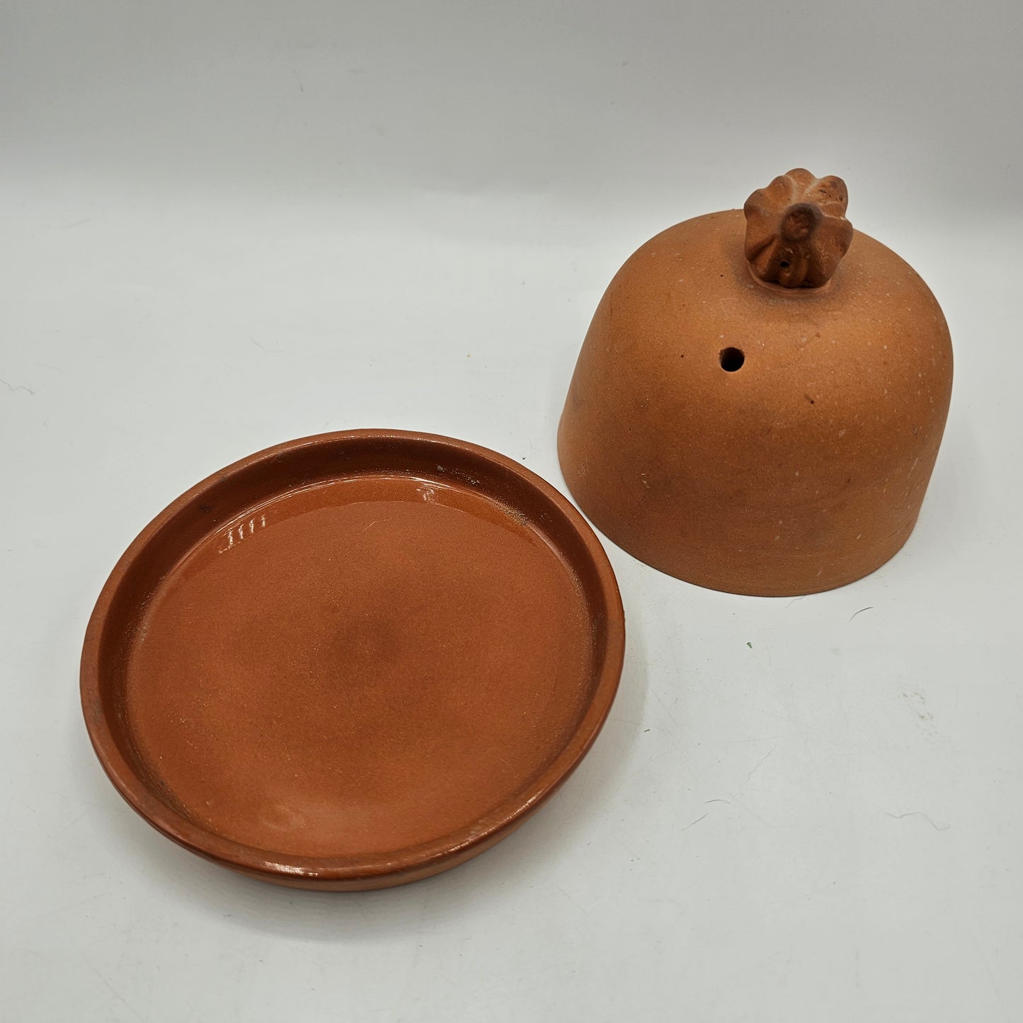Vintage Terracotta Garlic Roaster / Baker with Garlic Clove Handle