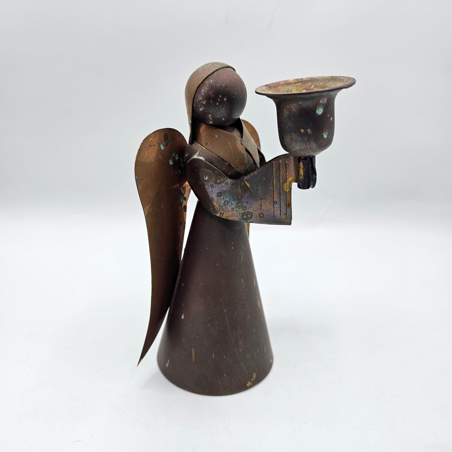 Small Brass Angel Taper Candlestick with Large Cup