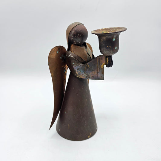 Small Brass Angel Taper Candlestick with Large Cup