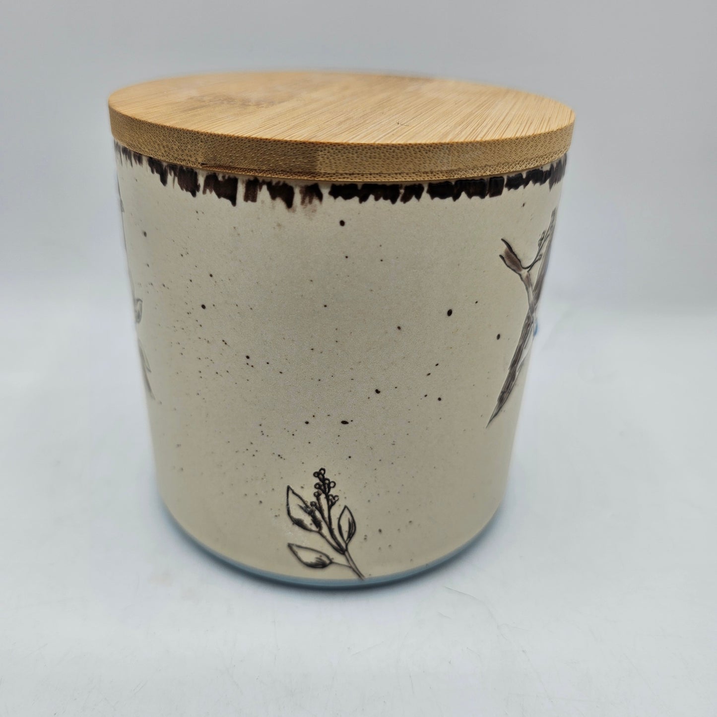 Spring Bird Ceramic Canister with Bamboo Lid by Spectrum Designz
