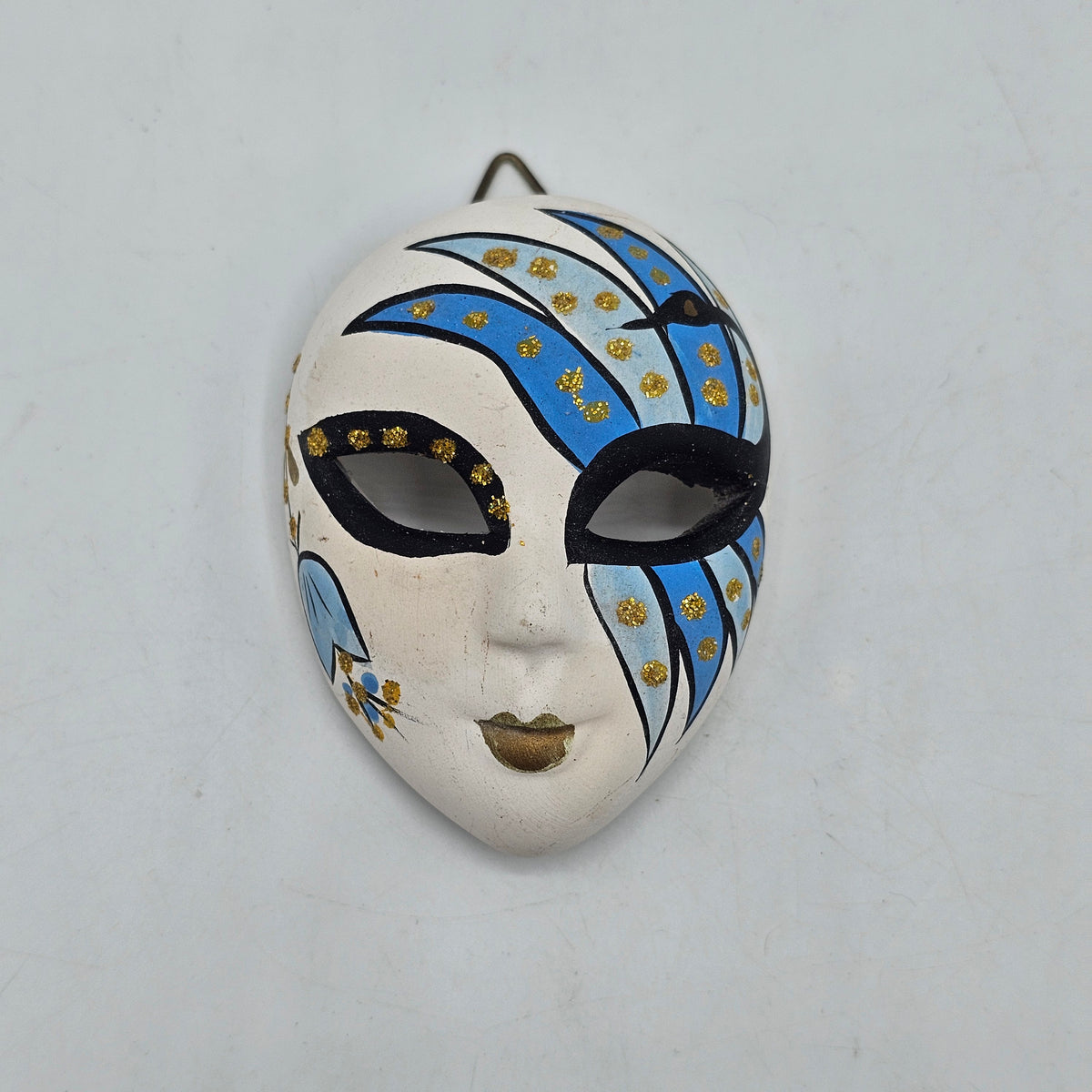 Hand Painted Mini Ceramic Venetian Mask Wall Decor with Hanger - Made in Venice, Italy