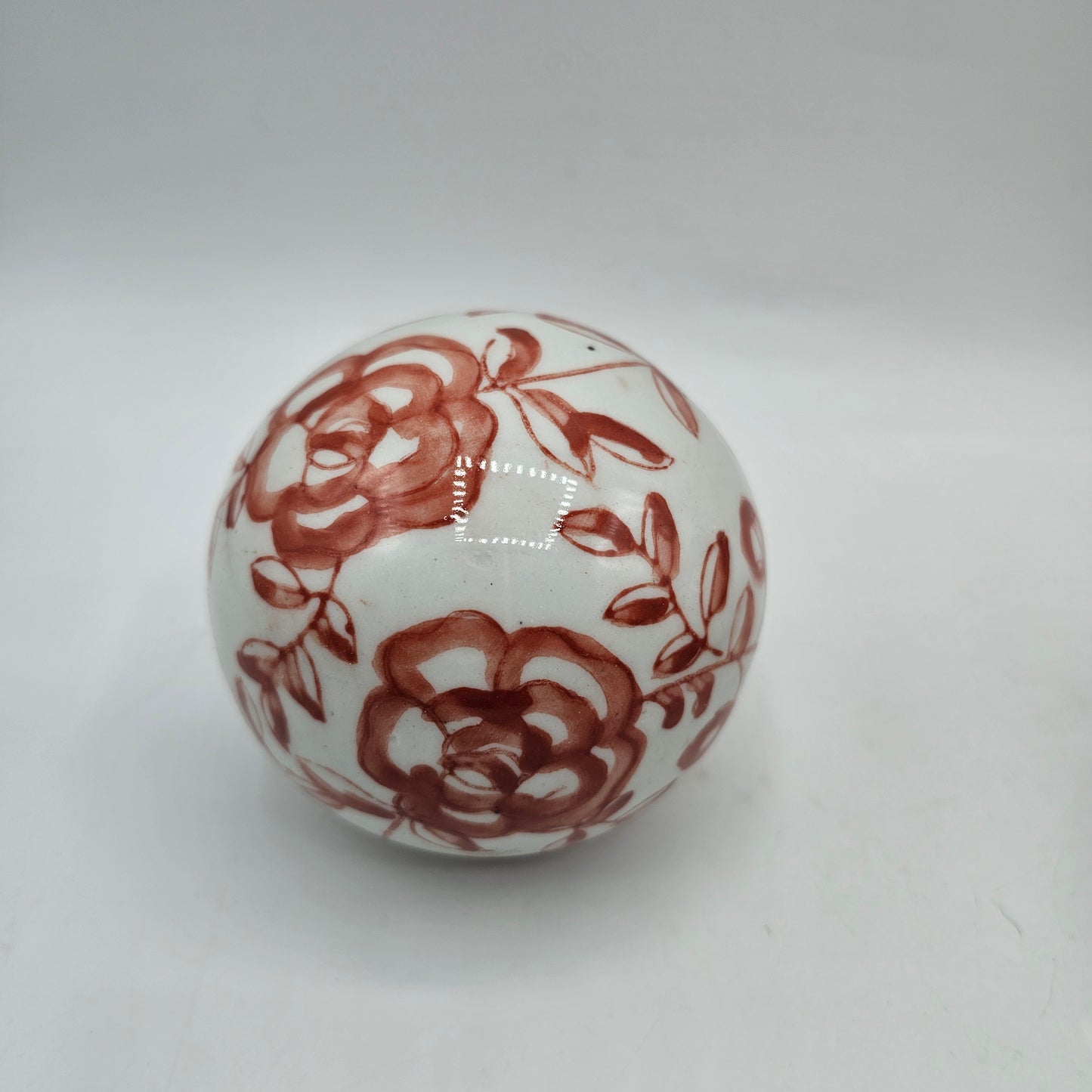 Pink and White Floral Porcelain Decorative Carpet Balls - Set of 3