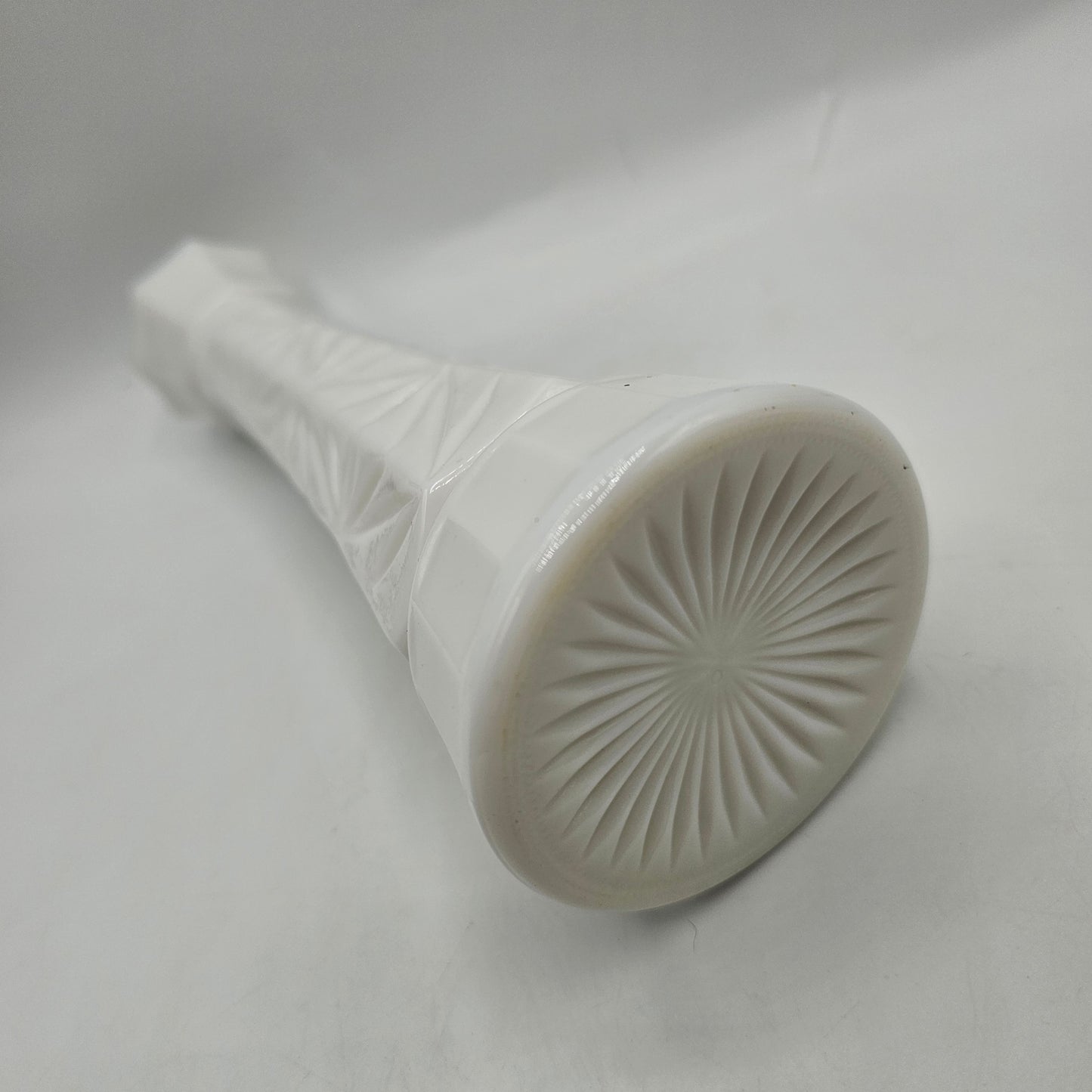 Vintage Hoosier Milk Glass Bud Vase Featuring a Starburst or Diamond Pattern