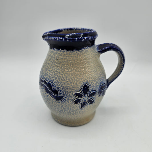 Vintage Blue Floral Salt Glazed Creamer by Plewa