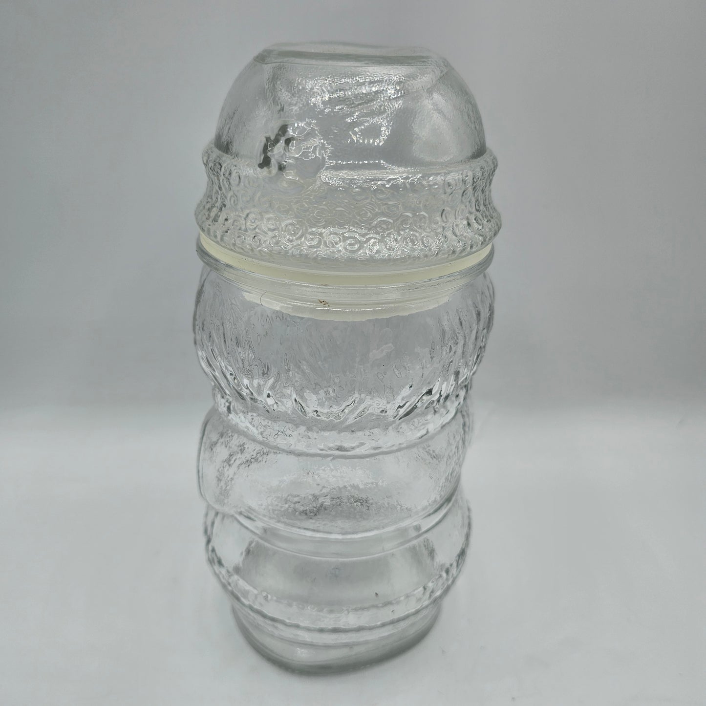 Libbey Clear Glass Lidded Santa Claus Canister Jar