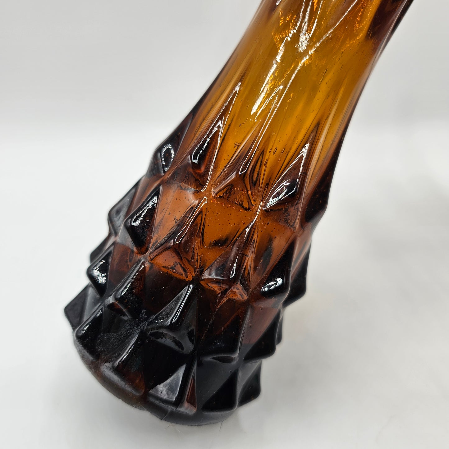 Vintage Amber Glass Finger Vase (base damage noted)