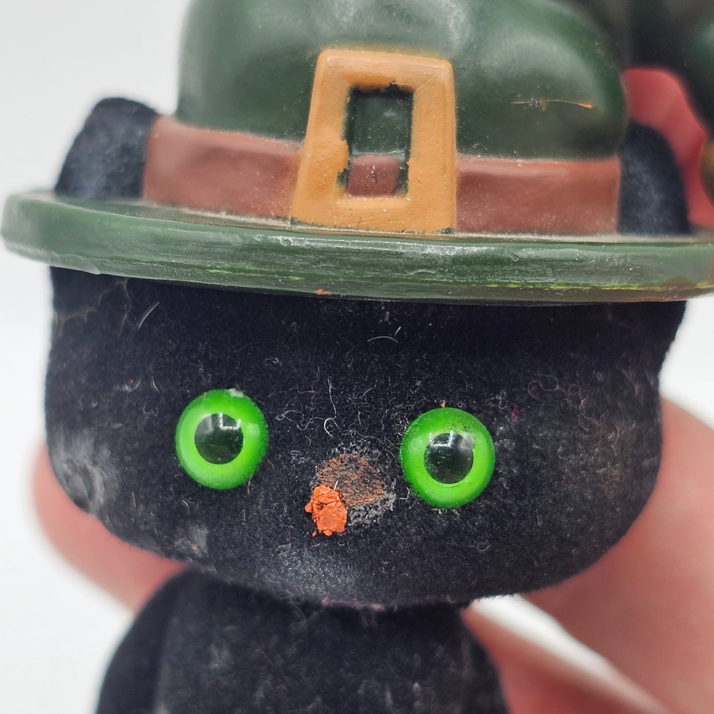 Vintage Hallmark Flocked Black Cat in Witches Hat Figurine (see pictures)